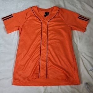 ADIDAS Baseball Jersey. Three Stripe Life. Orange & Black. Men's size Small